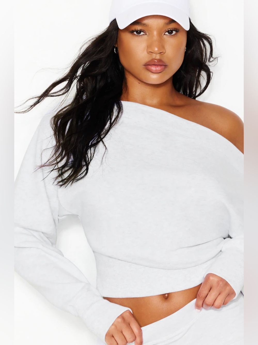 NWT Garage SoftTerry™ Rib Off Shoulder Sweater in Spring Grey Mix - Large